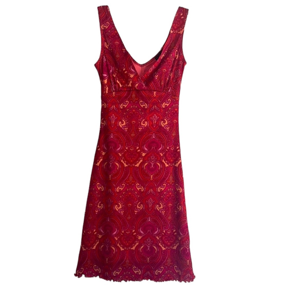Fun paisley dress with beautiful neckline